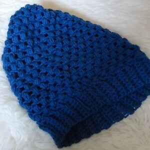 Blue crochet knit hat